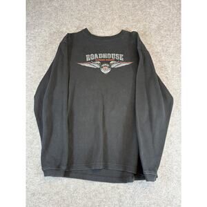 Vtg Y2K Harley Davidson Long Sleeve T Shirt Mens M Black Roadhouse Milwaukee WI